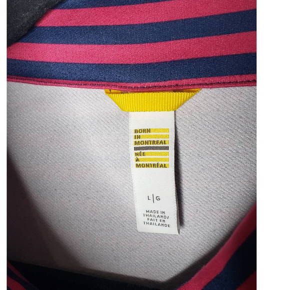 Lole Essential Jacket Stripe Navy Pink Full Zip Moto Jacket Activewear Gym Large - Picture 4 of 8